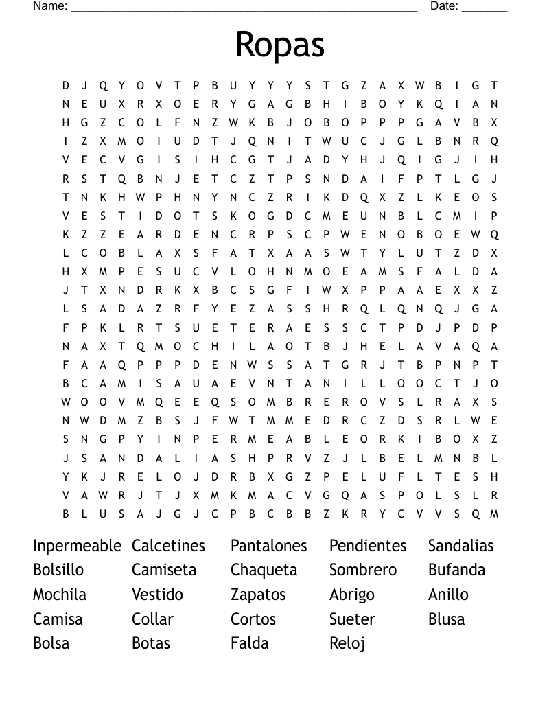 Ropas Word Search