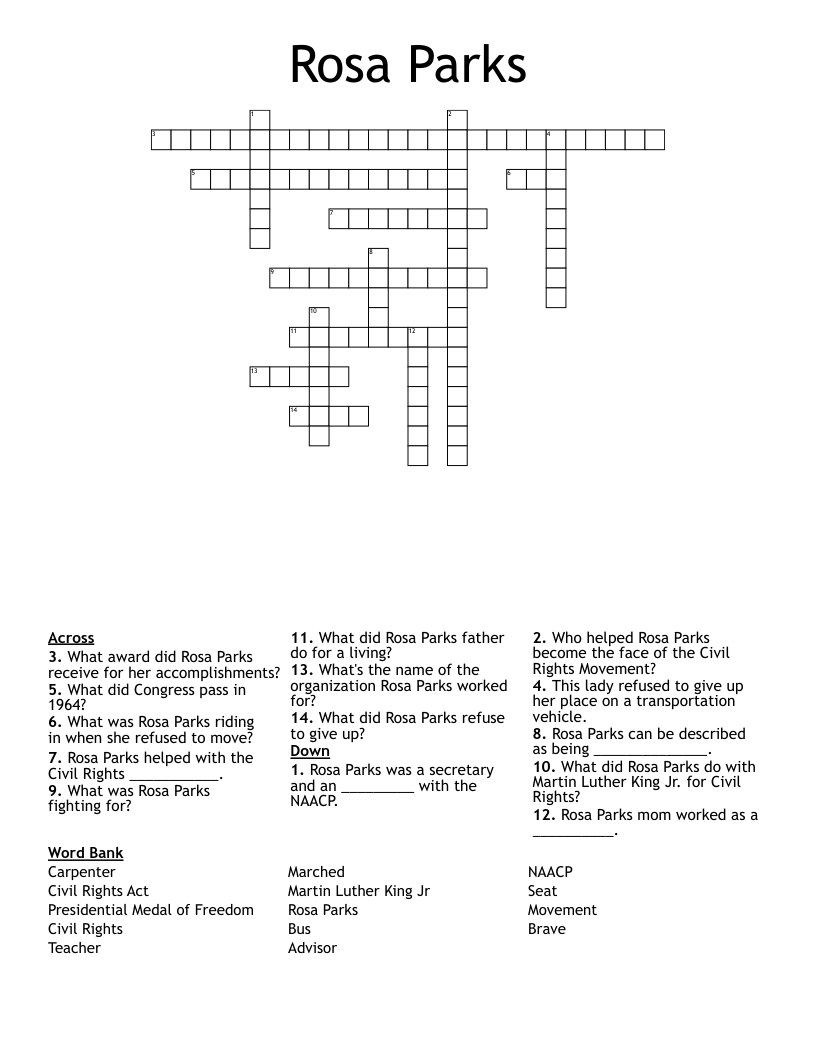 Rosa Parks Crossword
