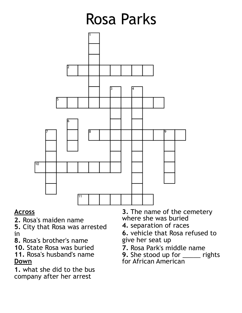Rosa Parks Crossword
