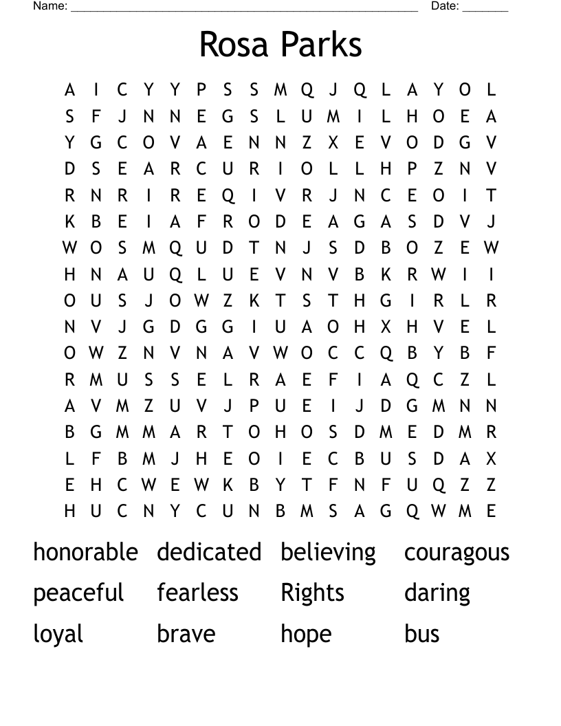 Rosa Parks Word Search