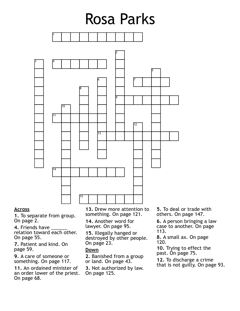 Rosa Parks Crossword