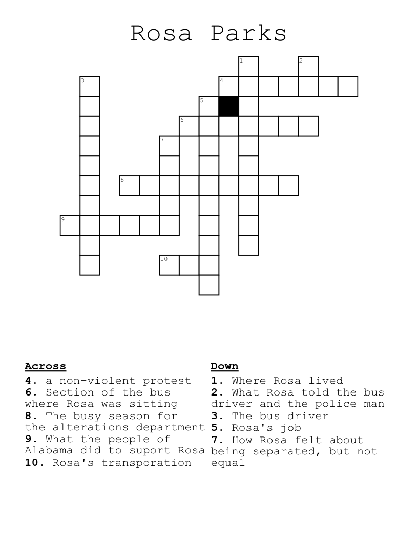 Rosa Parks  Crossword