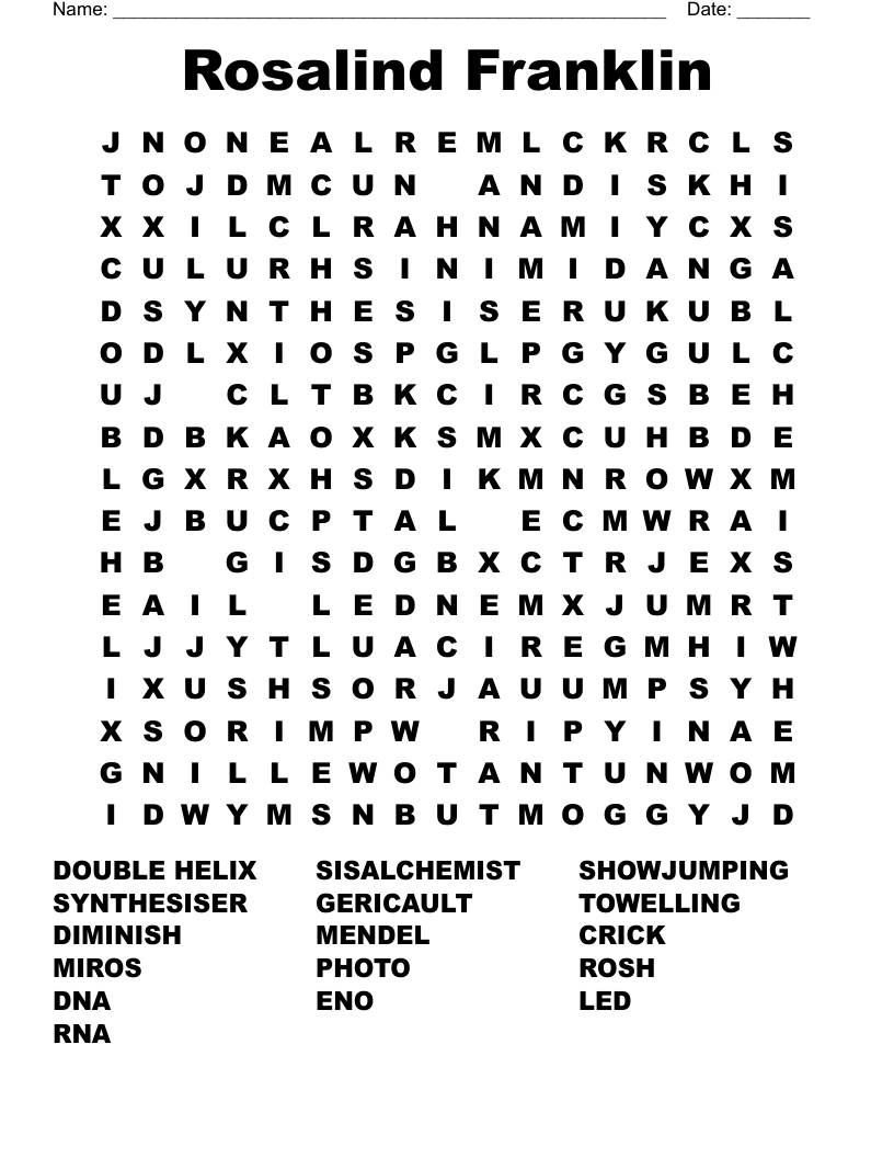 Rosalind Franklin Word Search