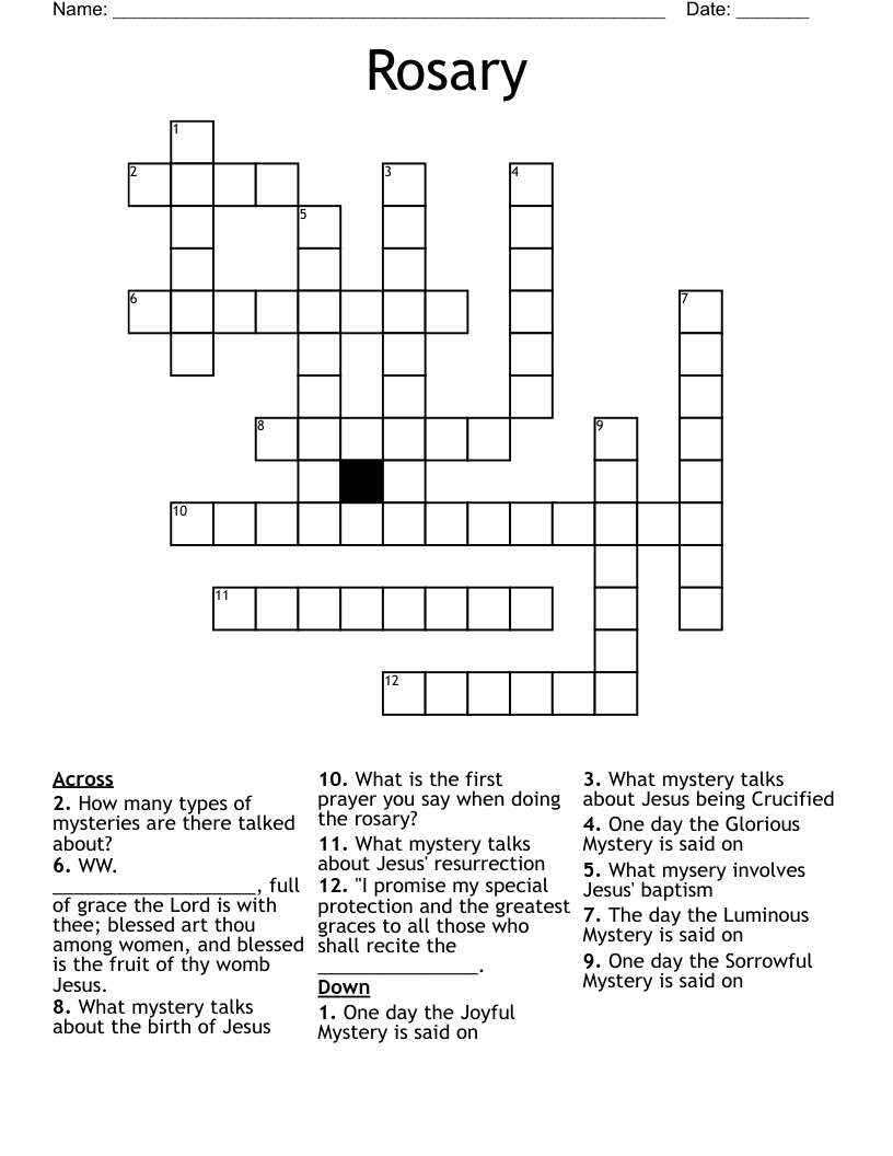 Rosary Crossword