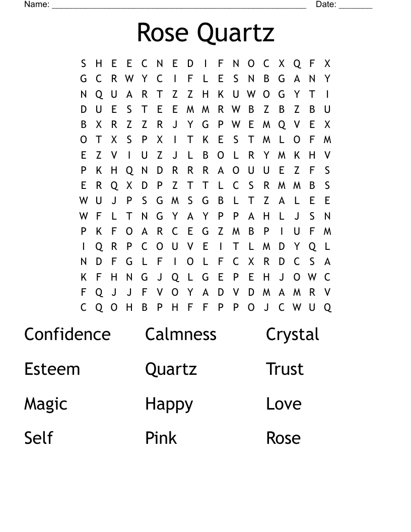 Rose Quartz Word Search