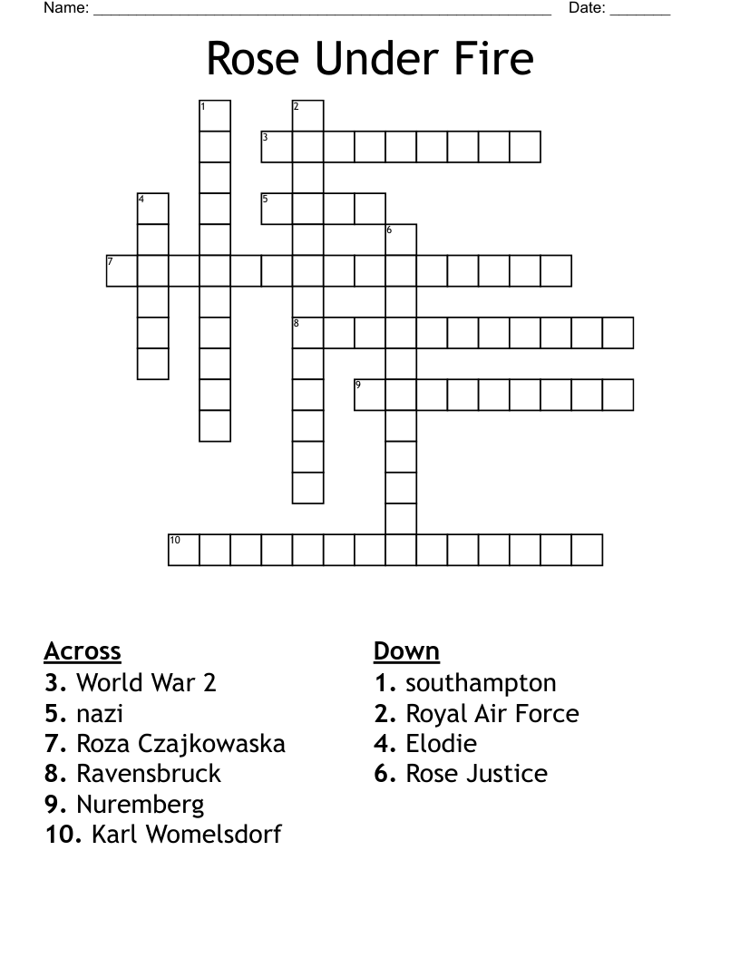 Rose Under Fire Crossword