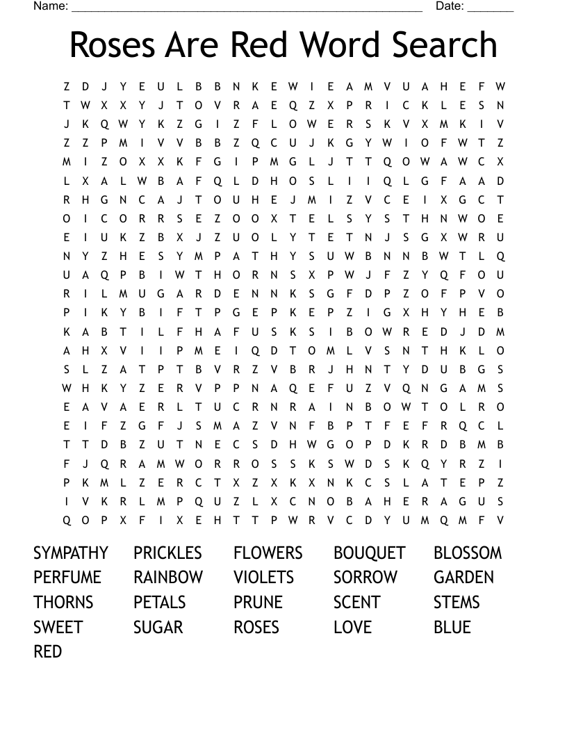 Roses Are Red Word Search
