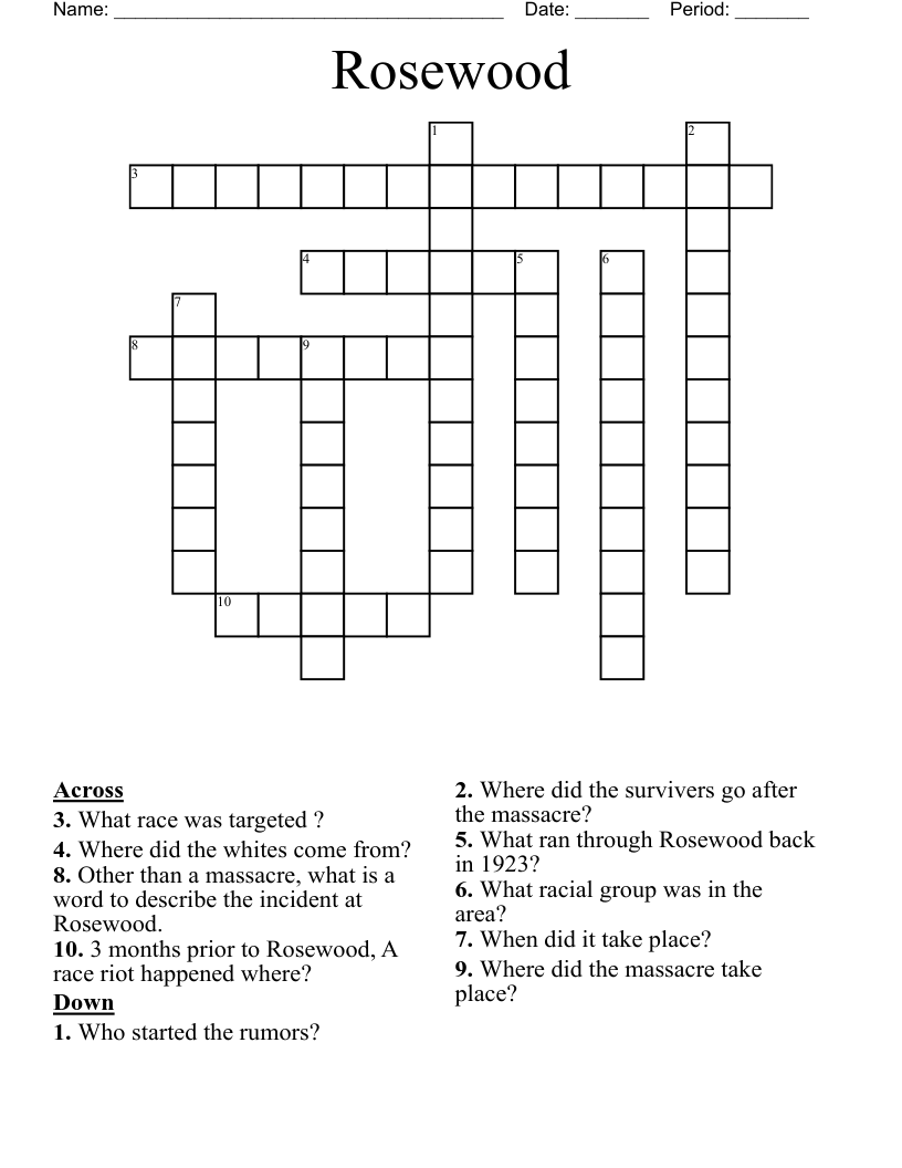 Rosewood Crossword
