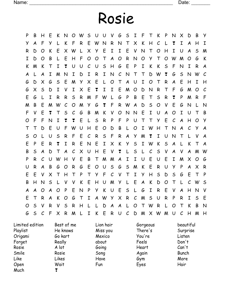 Rosie Word Search