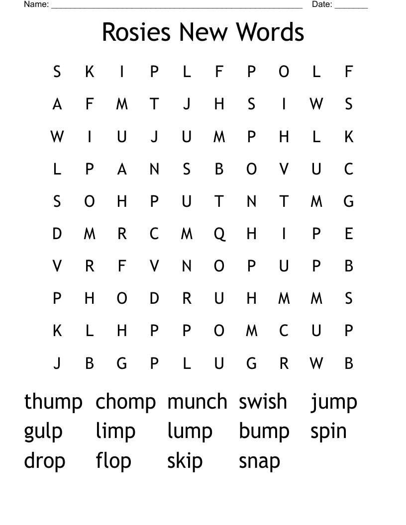 Rosies New Words Word Search