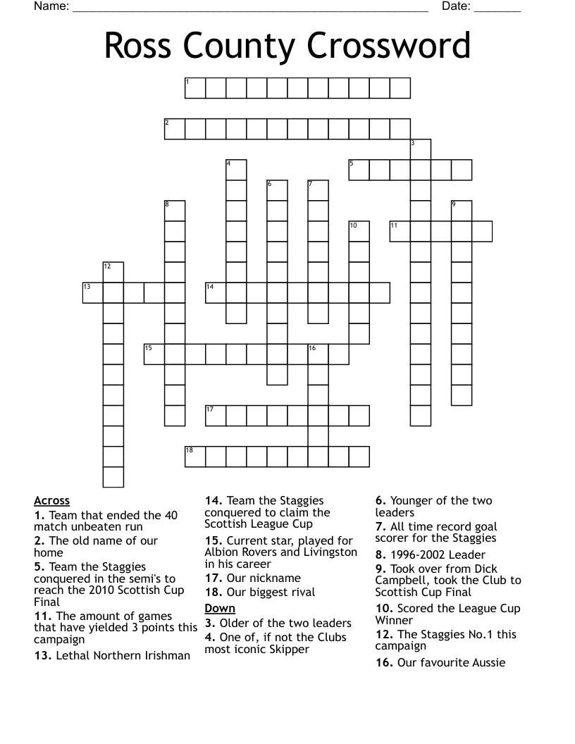 Ross County Crossword