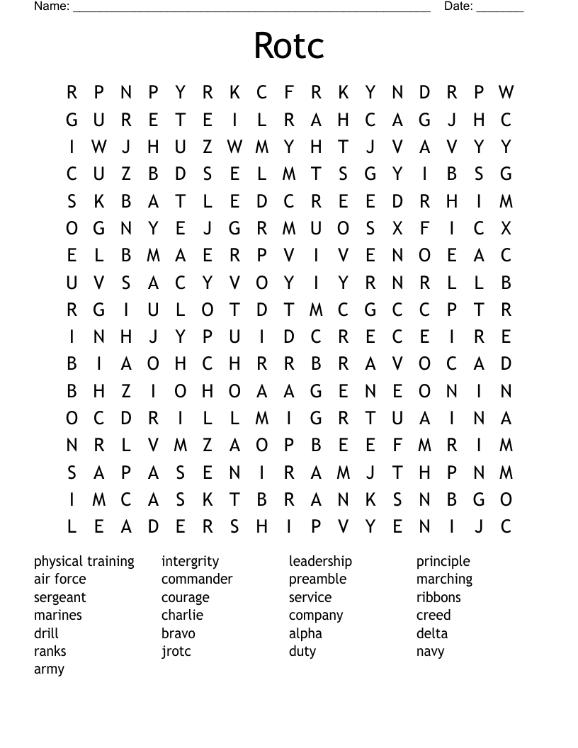 Rotc  Word Search