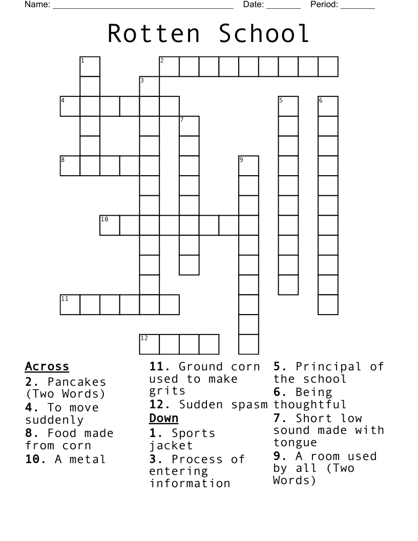 Rotten School Crossword