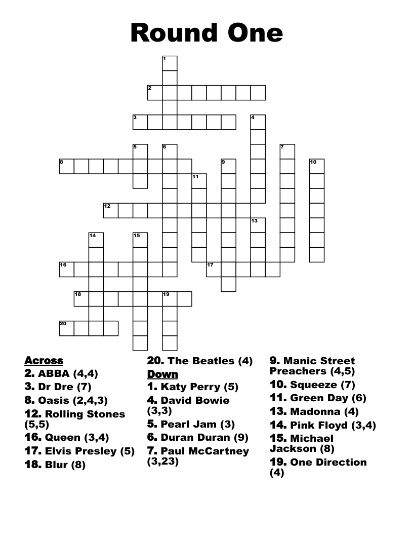 Round One Crossword
