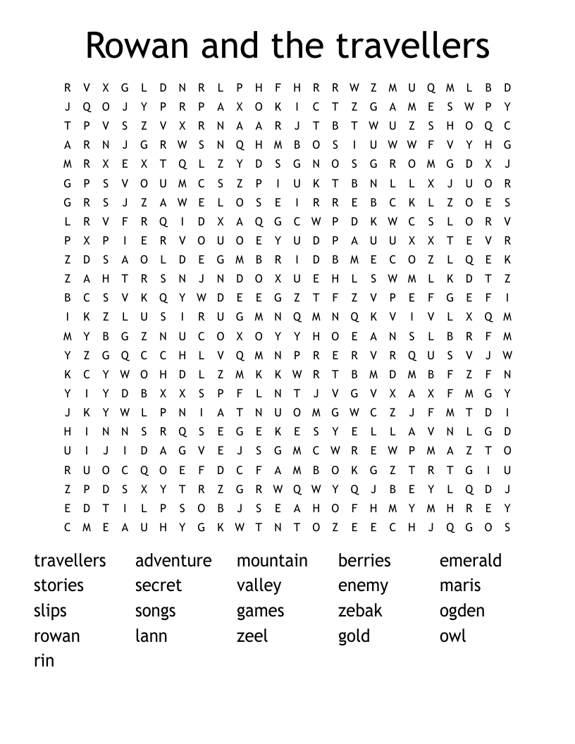 Rowan and the travellers Word Search