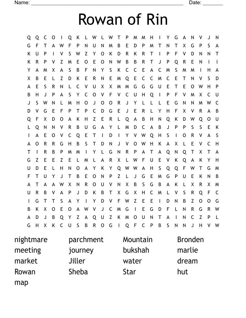 Rowan of Rin Word Search