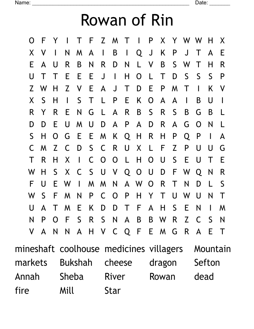Rowan of Rin Word Search