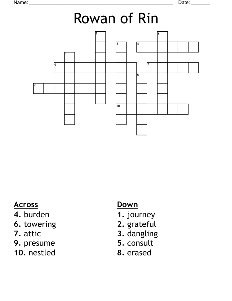 Rowan of Rin Crossword