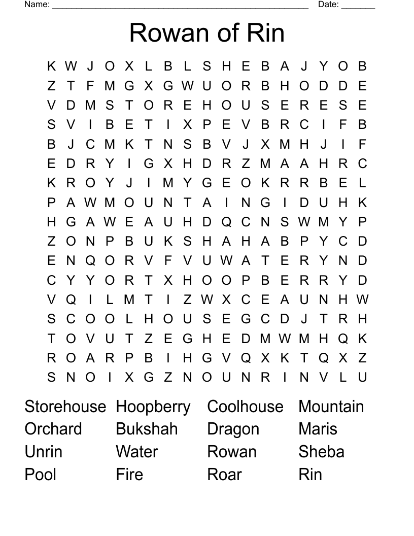 Rowan of Rin Word Search