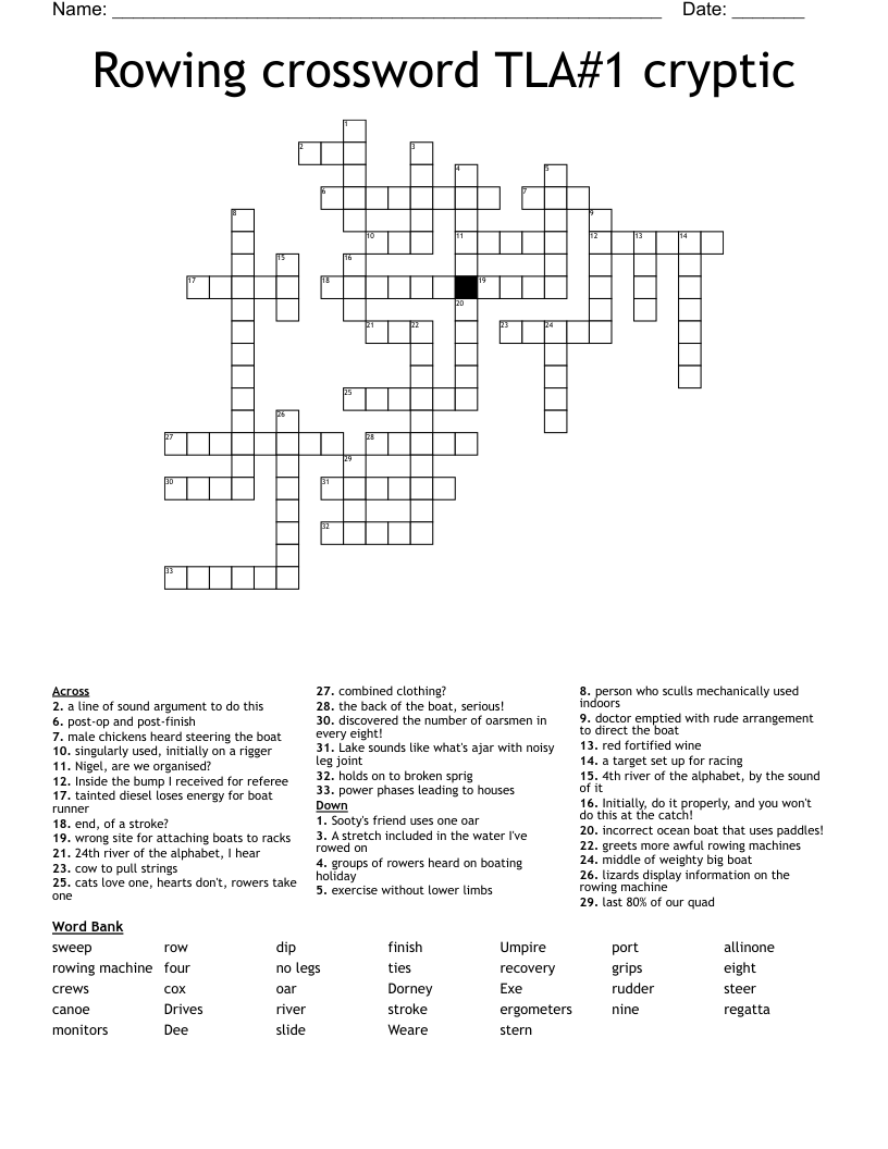 Rowing crossword TLA#1 cryptic