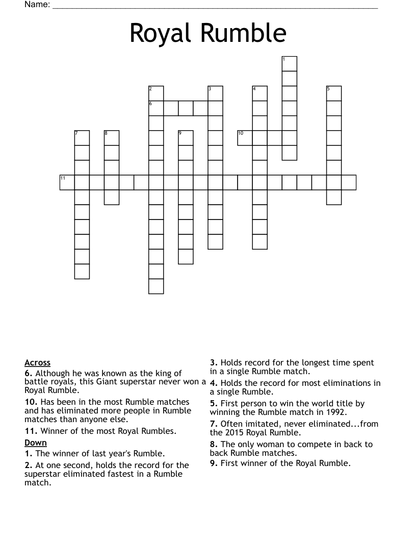 Royal Rumble Crossword