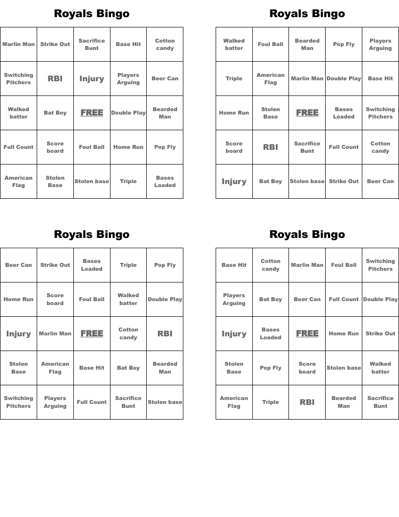 Royals Bingo