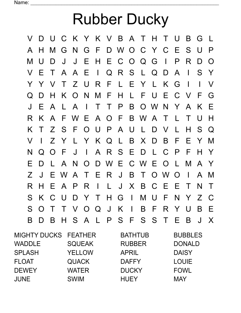 Rubber Ducky Word Search