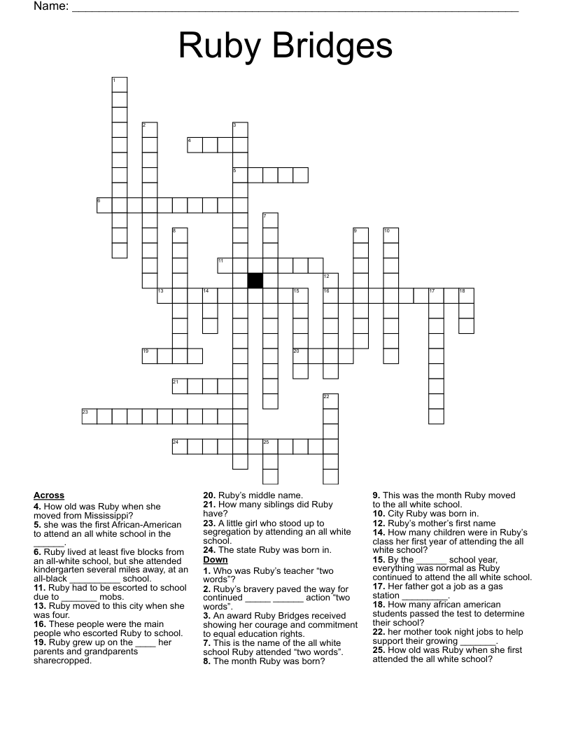 Ruby Bridges  Crossword