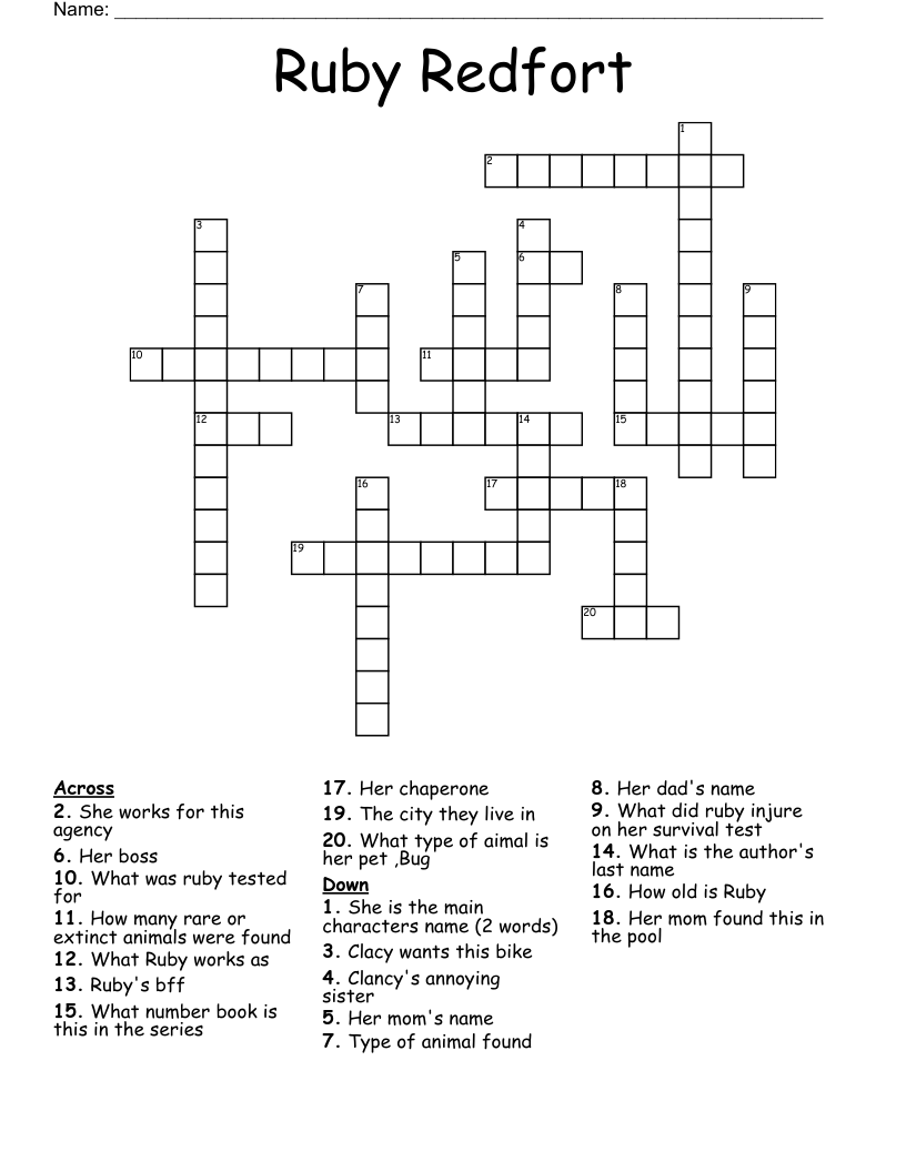 Ruby Redfort Crossword