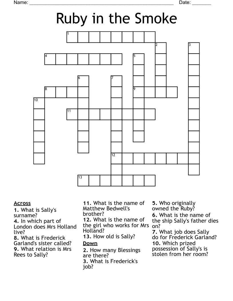 Ruby in the Smoke Crossword