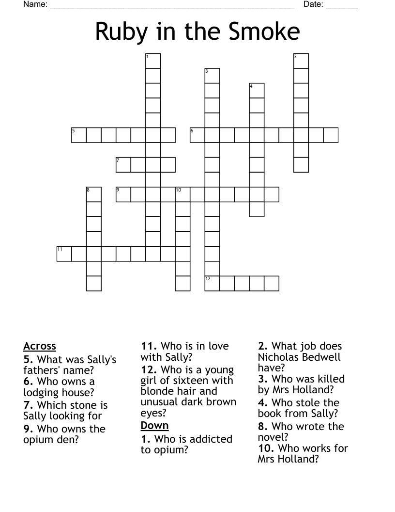 Ruby in the Smoke  Crossword