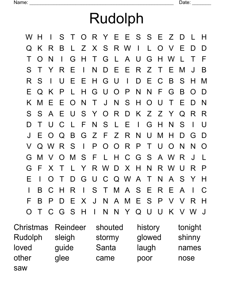 Rudolph Word Search