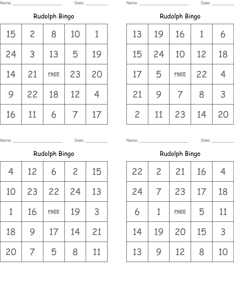 Rudolph Bingo