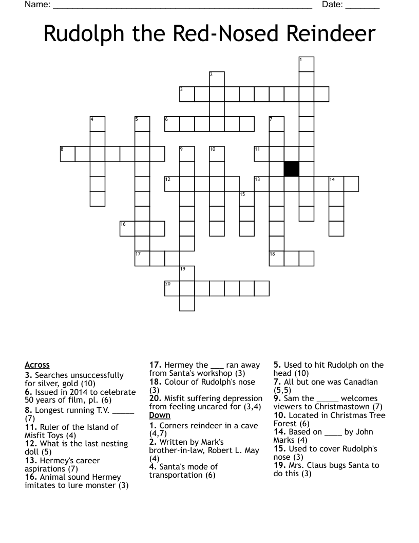 Rudolph the Red-Nosed Reindeer Crossword