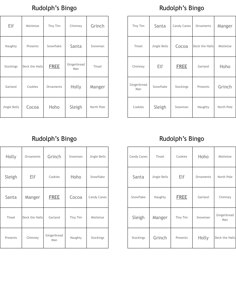 Rudolph’s Bingo