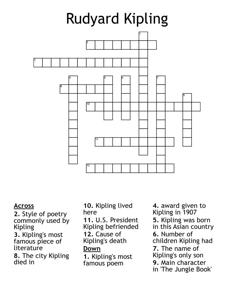 Rudyard Kipling Crossword