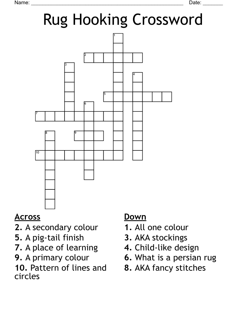 Rug Hooking Crossword