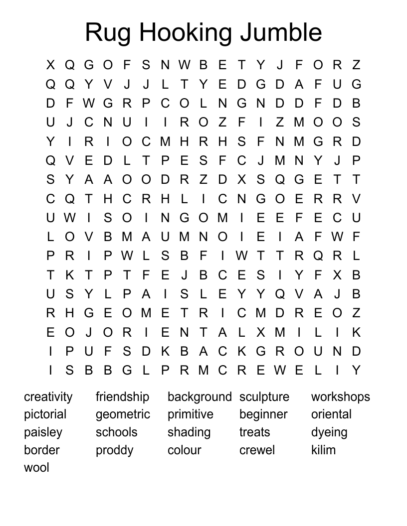 Rug Hooking Jumble Word Search