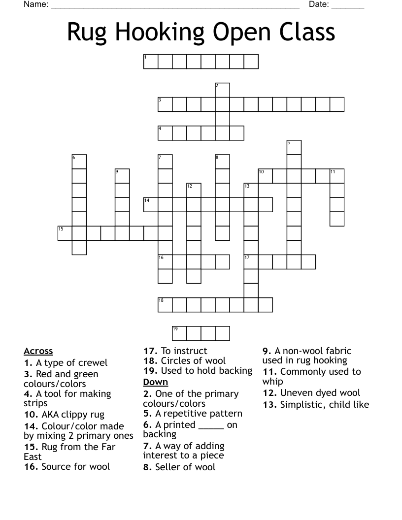 Rug Hooking Open Class Crossword