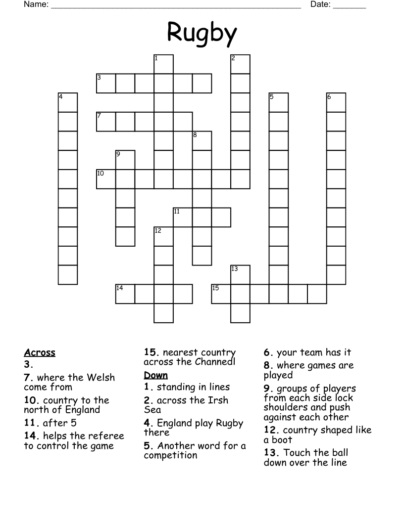 Rugby Crossword