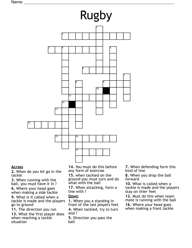 Rugby Crossword