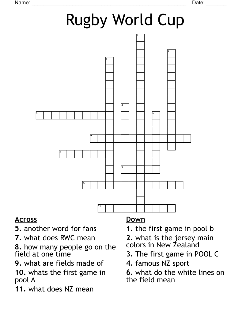 Rugby World Cup Crossword