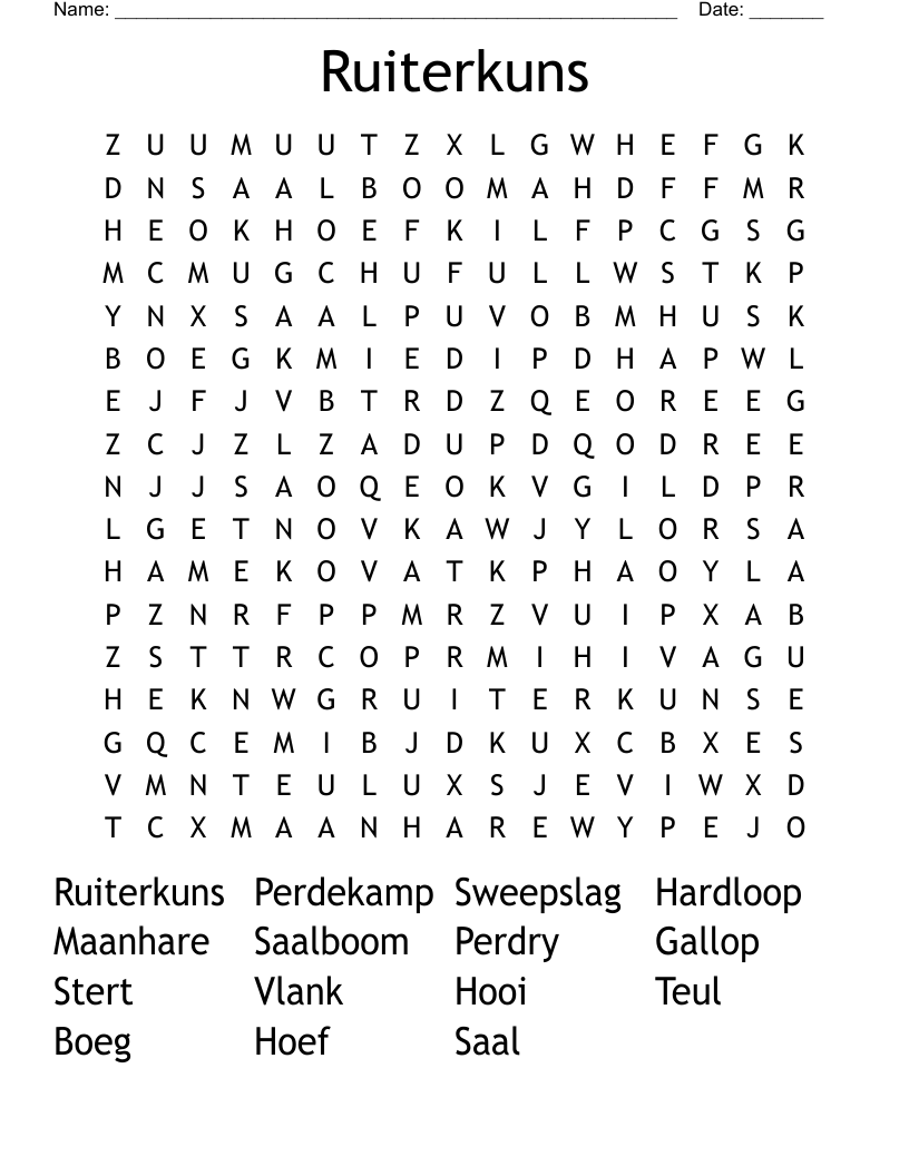 Ruiterkuns Word Search