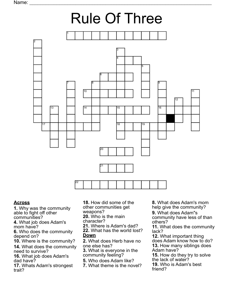 Rule Of Three Crossword