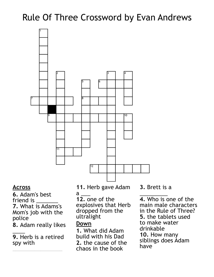 Rule Of Three Crossword by Evan Andrews