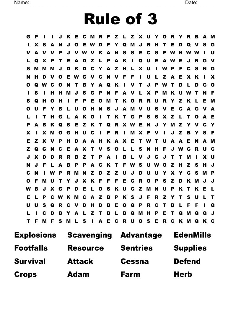 Rule of 3 Word Search