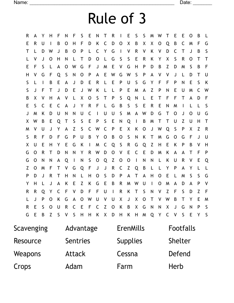 Rule of 3 Word Search