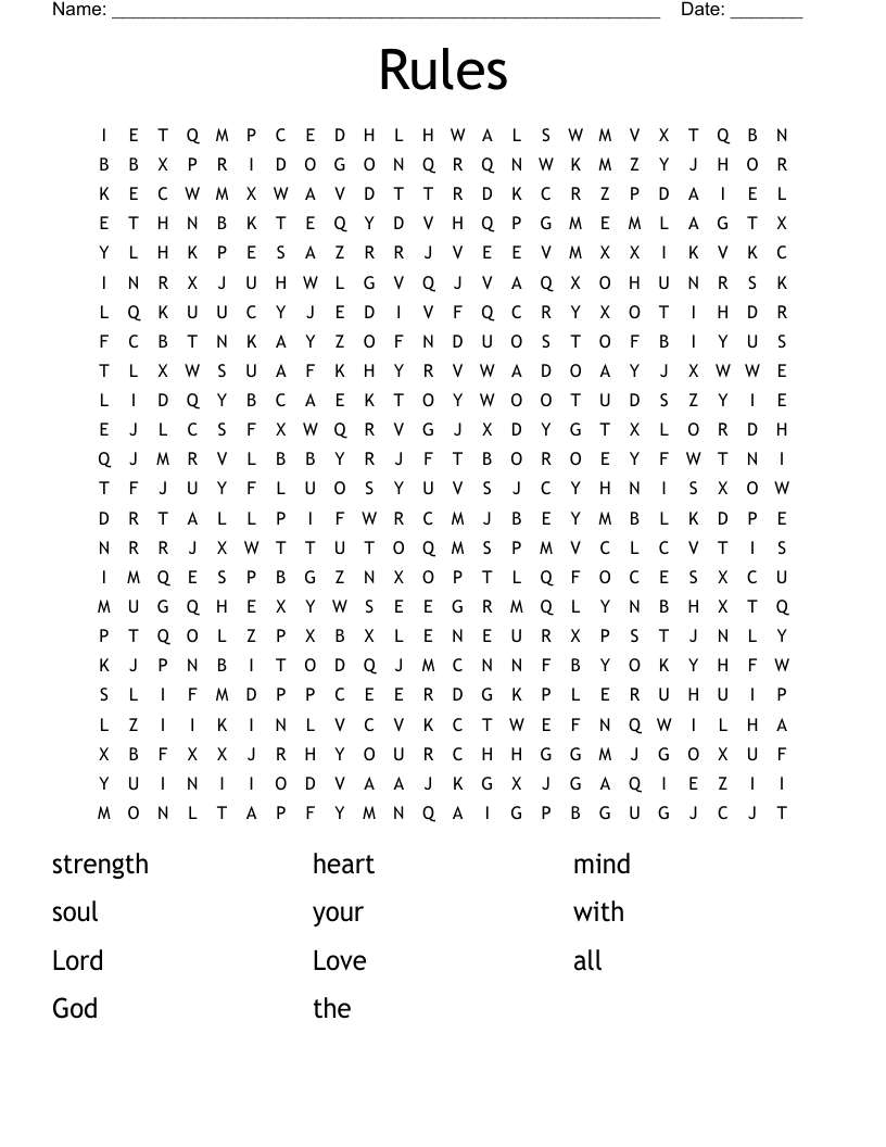 Rules Word Search