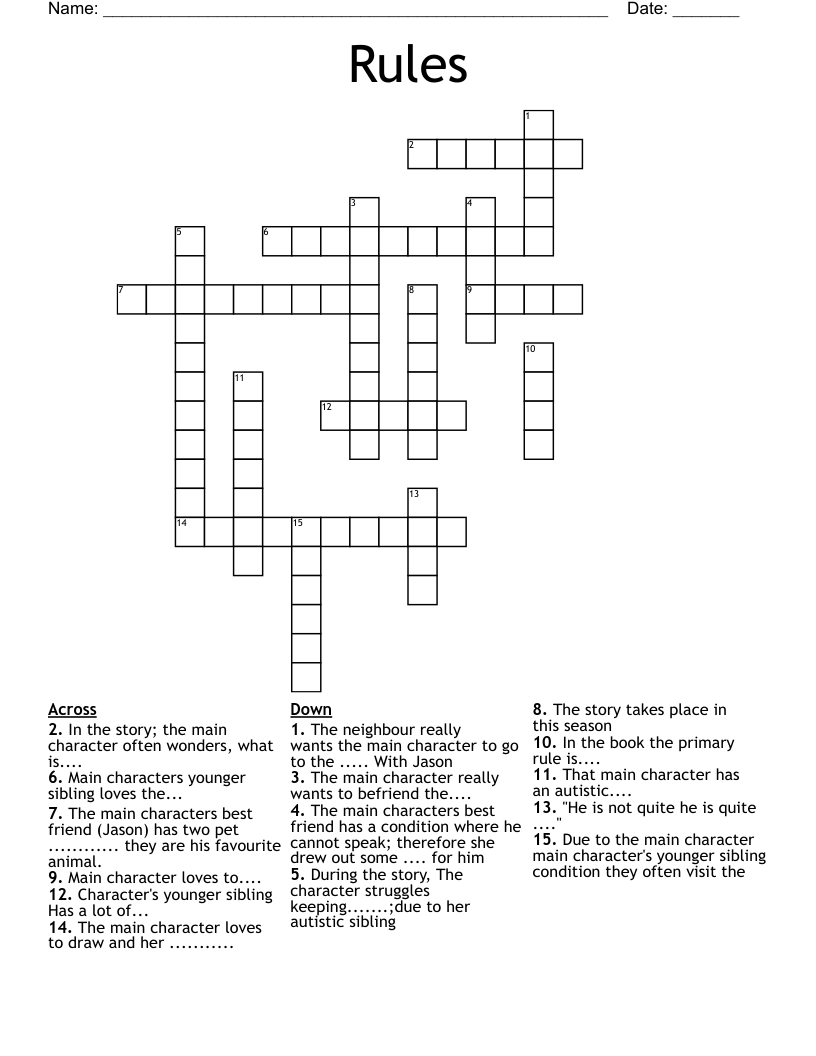 Rules Crossword