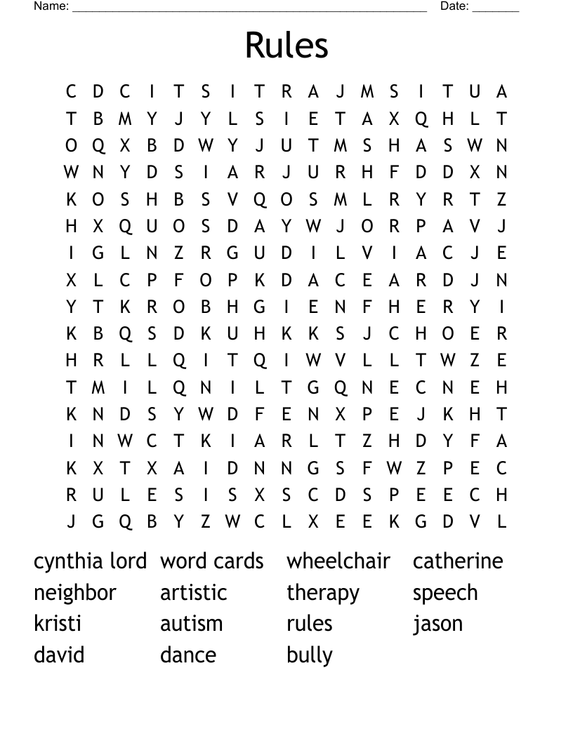 Rules Word Search